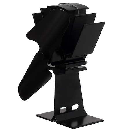 Gardenised Black Indoor Heat Powered Aluminum 2-Blade Wood Stove Fan for Increasing Burning Fireplace QI004551